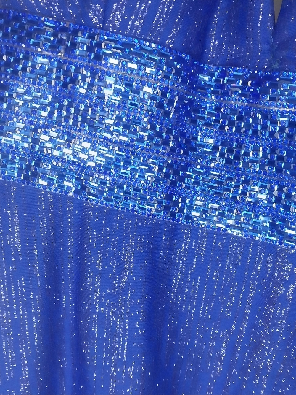Mac Duggal Royal Blue Cassandra Stone V-Neck Maxi Prom Dress - Picture 4 of 16